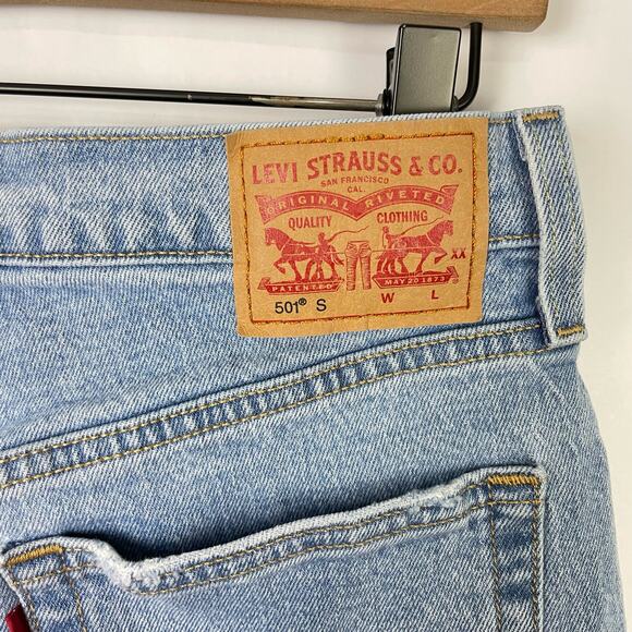 Levi's 501 S XX Sz 28 Button Fly Raw Hem Skinny Leg High Rise Cropped Jeans - Picture 6 of 9